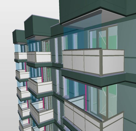 BIM-Darstellung Balkonfassade