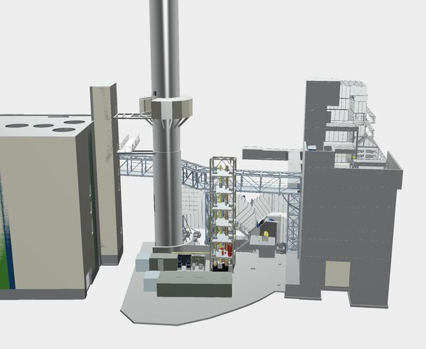 3D-Modelle der CO2-Abscheide-Pilotanlage von Rohrdorfer. 