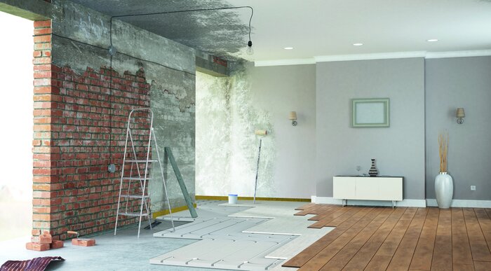 Renovation interior. 3D render