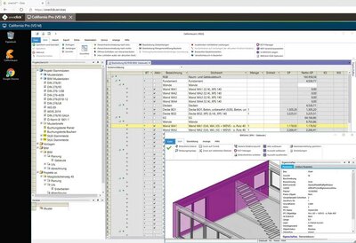 Bearbeitung eines BIM2AVA-Modells mit California.pro in der Cloud via Webbrowser.