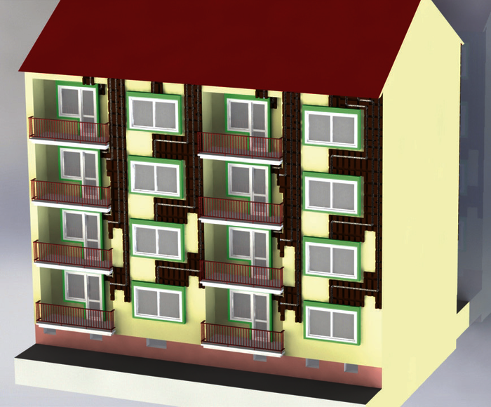 Schematische Ansicht der Fassade im Demonstrationsgebäude