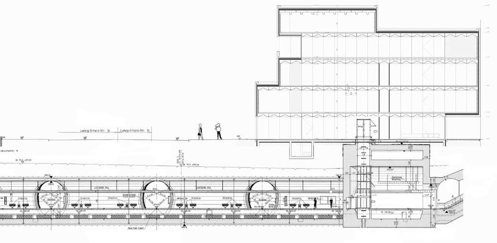 Schnittdarstellungen Neubau und U-Bahn