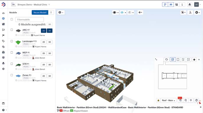 Arbeit am 3-Modell mit Bimsync.