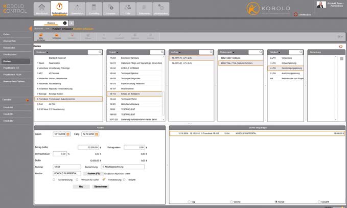 Kostenerfassung KOBOLD CONTROL