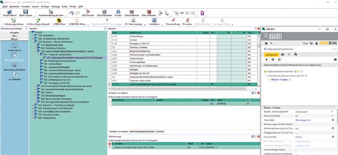 Screenshot AVANTI: DBD-BIM