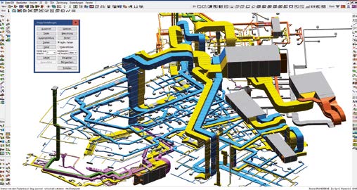 Visualisierung der Lüftungsanlagen und des komplexen Kanalsystems 