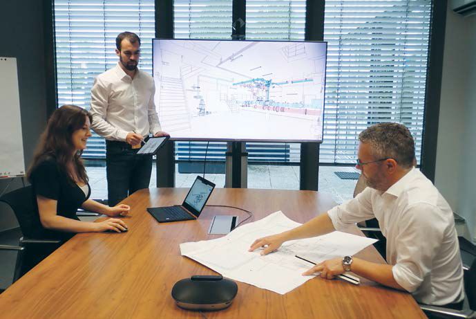 Planungsbesprechung für das Wasserwerk (v. l.): Juliane Seedorf (BIM-Konstrukteurin), Marc Arndt (BIM-Koordinator), Gerold Ebert (Prokurist).