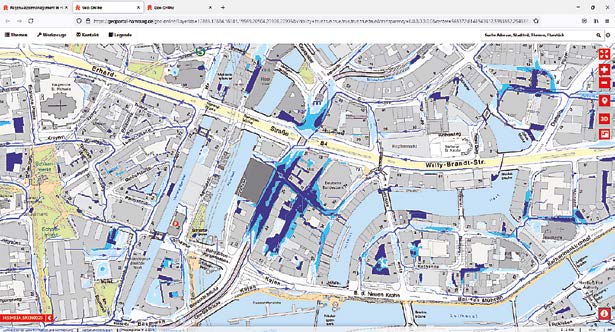 Online-Darstellung überflutungsgefährdete Flächen