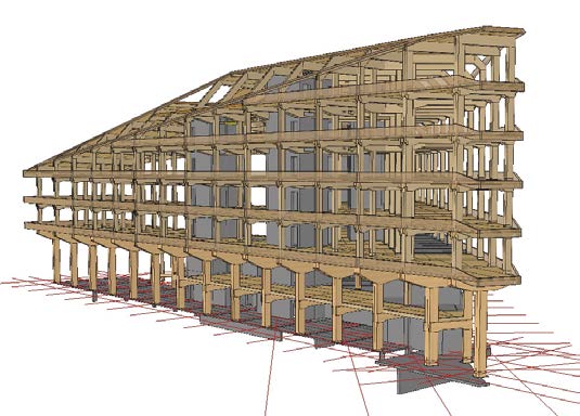 3D-CAD-Modell der Holzskelettkonstruktion