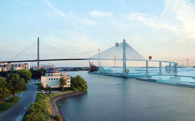 Digitaler Zwilling der Köhlbrandbrücke Hamburg von MKP mit WTM Engineers.