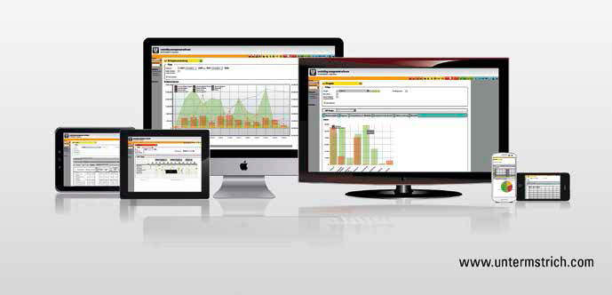 Flexibel: Unabhängig von Betriebssystem- und Geräteplattformen wird die Controlling-Management-Software „untermStrich X“ stationär oder auf mobilen Endgeräten genutzt.